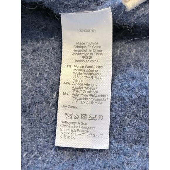 Madewell Wool-Alpaca Blend Boucle-Knit Denim Blue Sweater Women's Size L - Picture 6 of 11